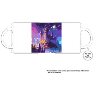Sci-Fi Castle - Black Rim Ceramic Mug Thumbnail